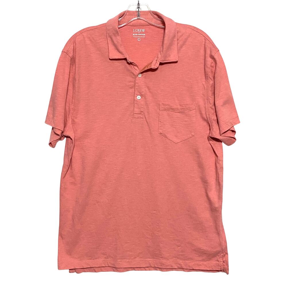 J Crew Mens L Polo Shirt Garment Dyed Slub Cotton Pocket Preppy Golf Minimalist